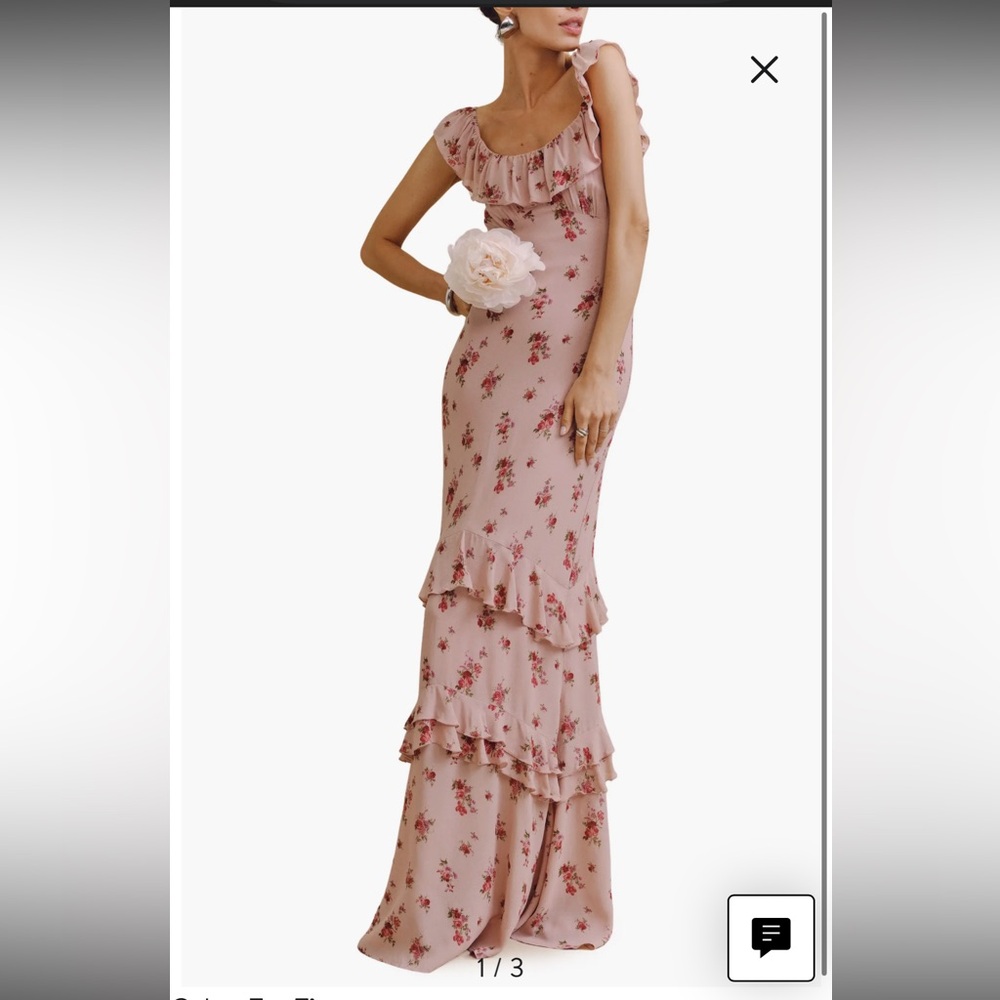 Reformation “Tripoli” Ruffle Tiered Maxi Dress – Size 8 (Tea Time Print)